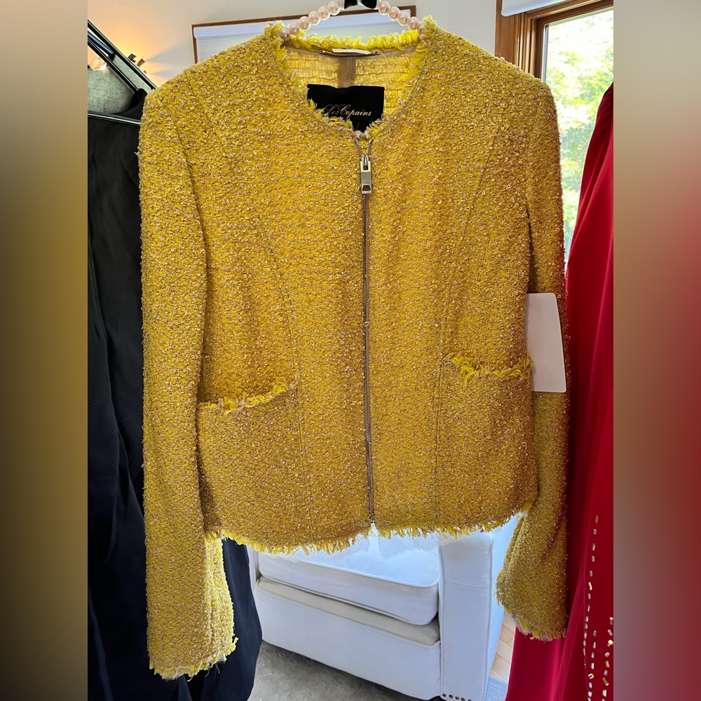 Les Compains Yellow Tweed Jacket 44